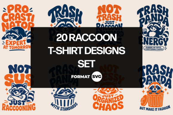 20 Raccoon SVG T-Shirt Bundle