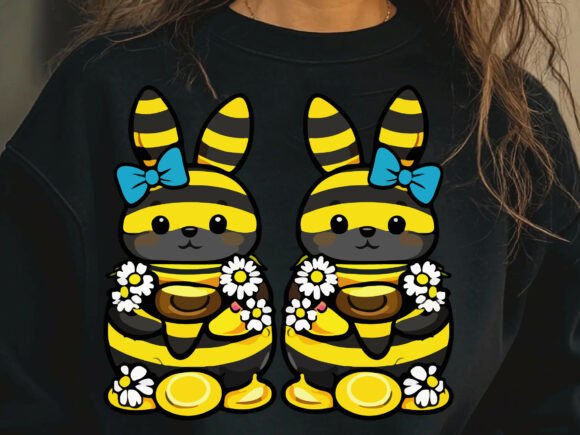 Adorable Easter Bee-bunny PNG, SVG Graphics