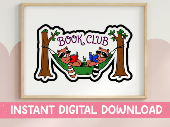 Book Club Raccoon Hammock SVG for T-Shirt Designs