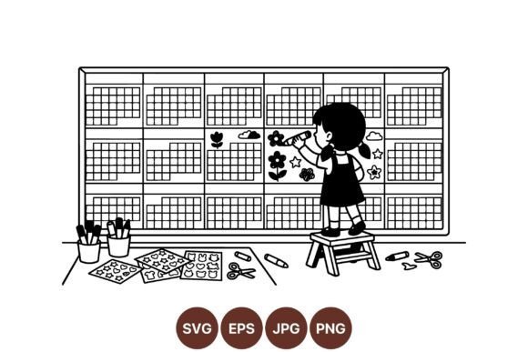 Child Crafting Wall Sticker Art: Graphics and Illustrations for Creative Projects