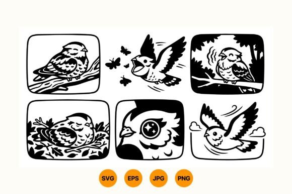 Chirpy Bird Clipart SVG Pack: Graphics for Creative Selling