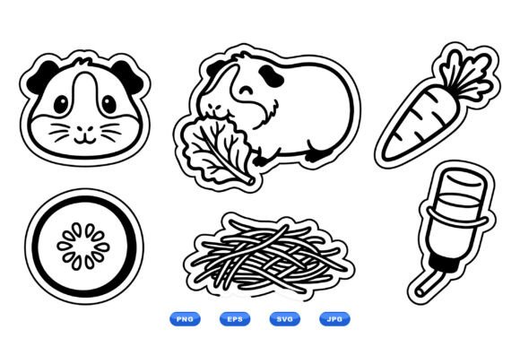 Cute Guinea Pig Sticker SVGs: Graphics & Illustrations