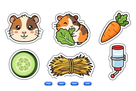 Cute Guinea Pig SVG Clipart Kit