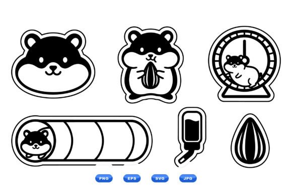 Cute Hamster Sticker Clipart for Graphics and Illustrations