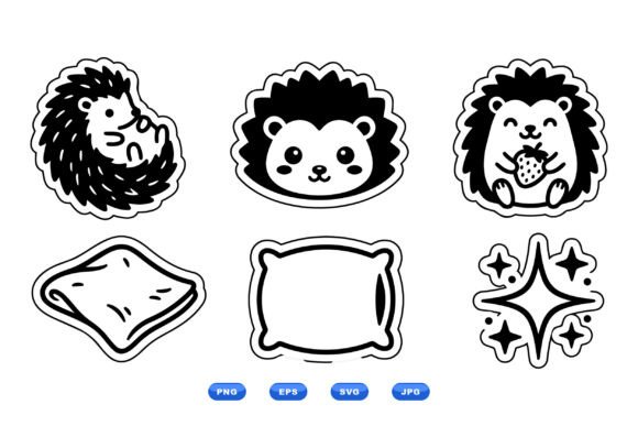 Cute Hedgehog Sticker Set Graphics