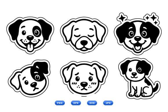 Cute Puppy Sticker Clipart Set: Graphics for Playful Branding