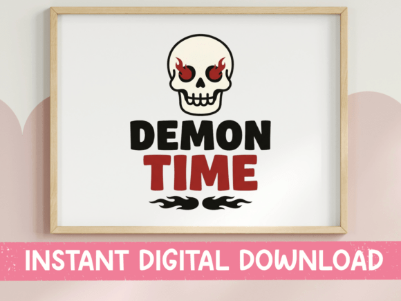 Demon Time Skull Flames SVG Graphics