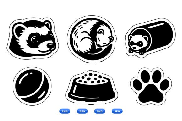 Ferret Sticker Clipart Pack: Graphics & Illustrations for Creative Brands
