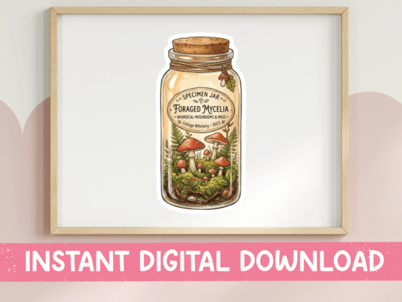 Foraged Mycelia Specimen Jar SVG: Graphics for T-Shirt Designs