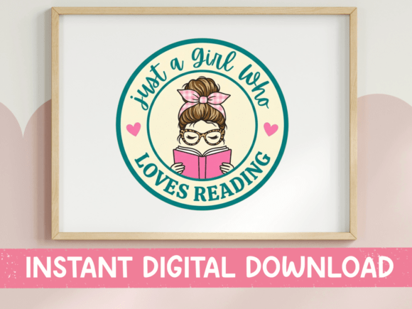 Just a Girl Who Loves Reading Circle SVG Graphics