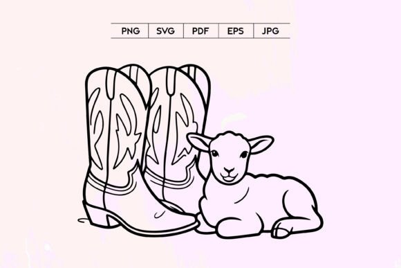 Lamb and Cowboy Boots SVG Graphics