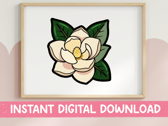 Magnolia Blossom Sticker Design: Graphics for T-Shirt Designs