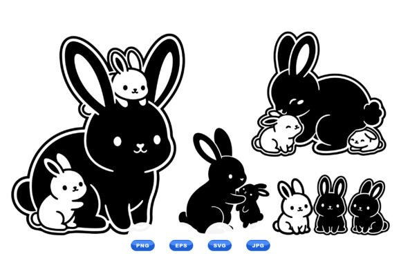 Mama Bunny SVG Clipart Set: Graphics for Creative Sellers