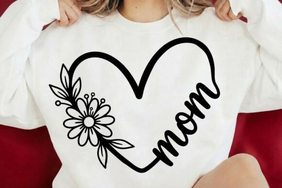Mom Flower Heart SVG PNG Design Graphics