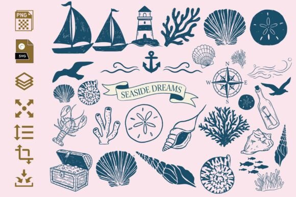 Nautical Clipart Set: Graphics & Illustrations for Coastal Design