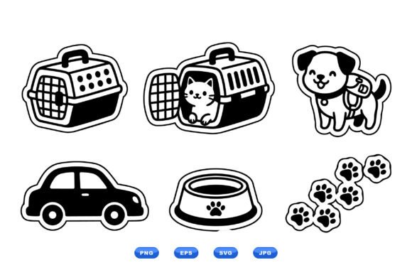 Pet Travel Clipart SVG Icons