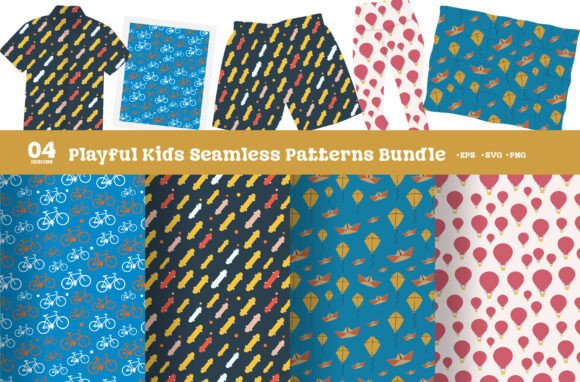 Playful Kids Seamless Pattern Bundle SVG