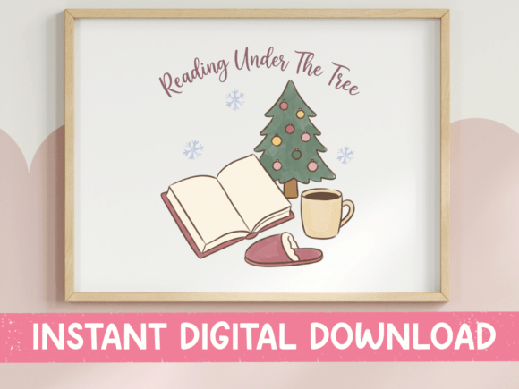 Reading Under the Tree Christmas SVG Graphics