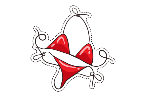 Red Bikini Sticker. Glamour Female Sexy Graphics
