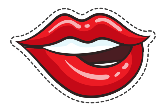 Sexy Lip Biting Sticker. Flirting Woman Graphics