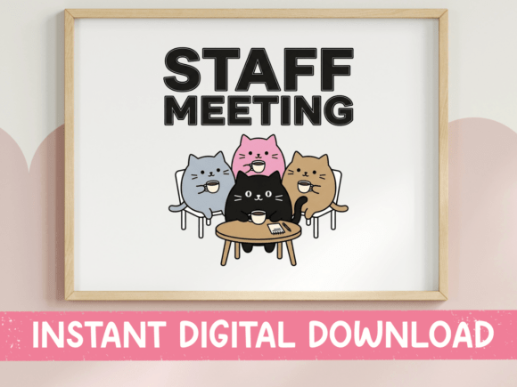 Staff Meeting Cat Crew SVG for T-Shirt Designs