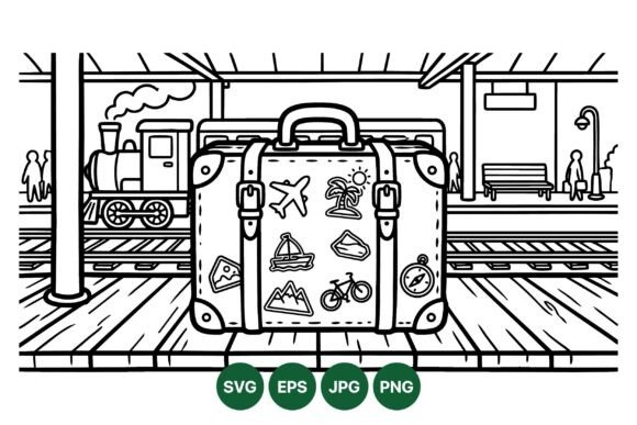 Travel Sticker Suitcase Vector Art