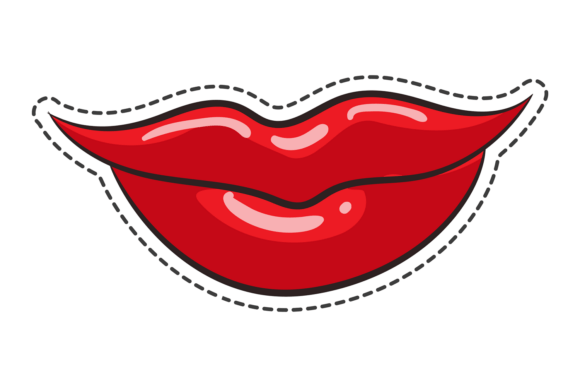 Woman Smile Sticker. Glamour Sexy Makeup Graphics